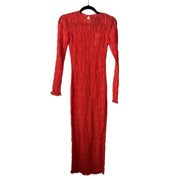 Roberta Einer Not Shy Smock Midi Dress Red - Picture 2 of 4